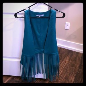 Teal Fringe Vest